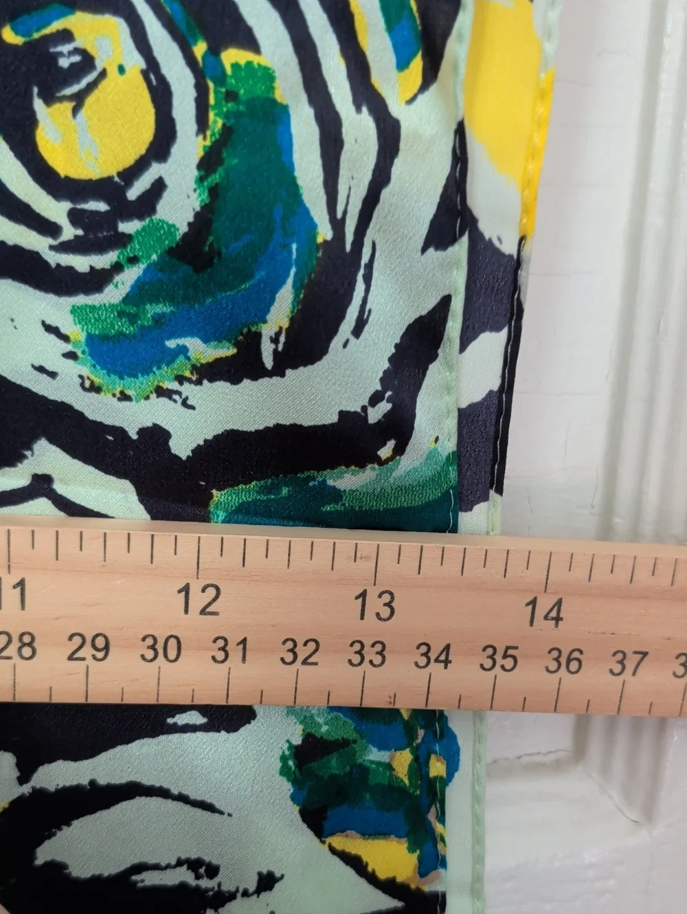 Anne Klein Silk Scarf Green Blue Abstract Floral 13.5